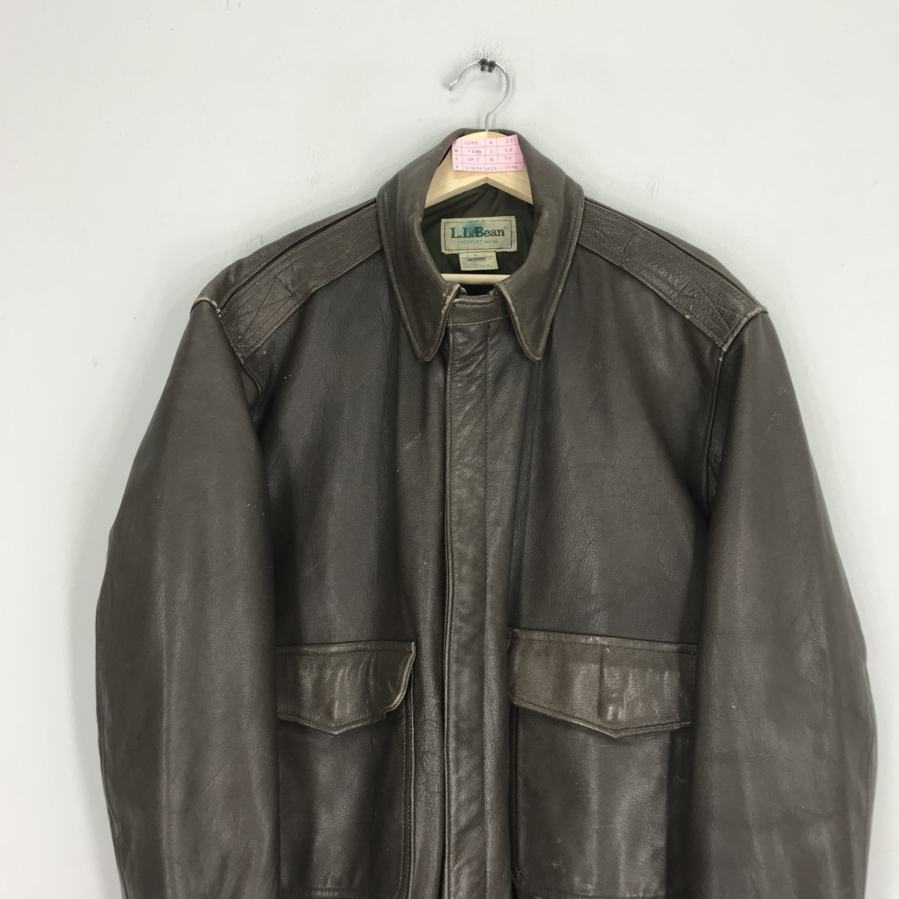 L.L. Bean Vintage 90's LL Bean Usa Leather Jacket Bomber Flight Jacket Size US L / EU 52-54 / 3 - 4 Thumbnail