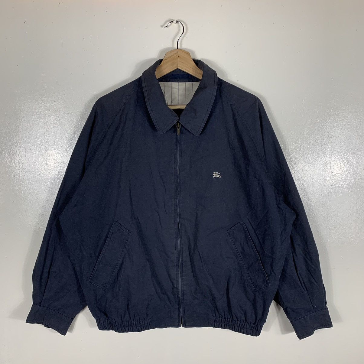 image of Burberry Prorsum x Vintage Sun Faded Burberry Prosum Small Logo Zipper Jacket in Faded Blue (Size L