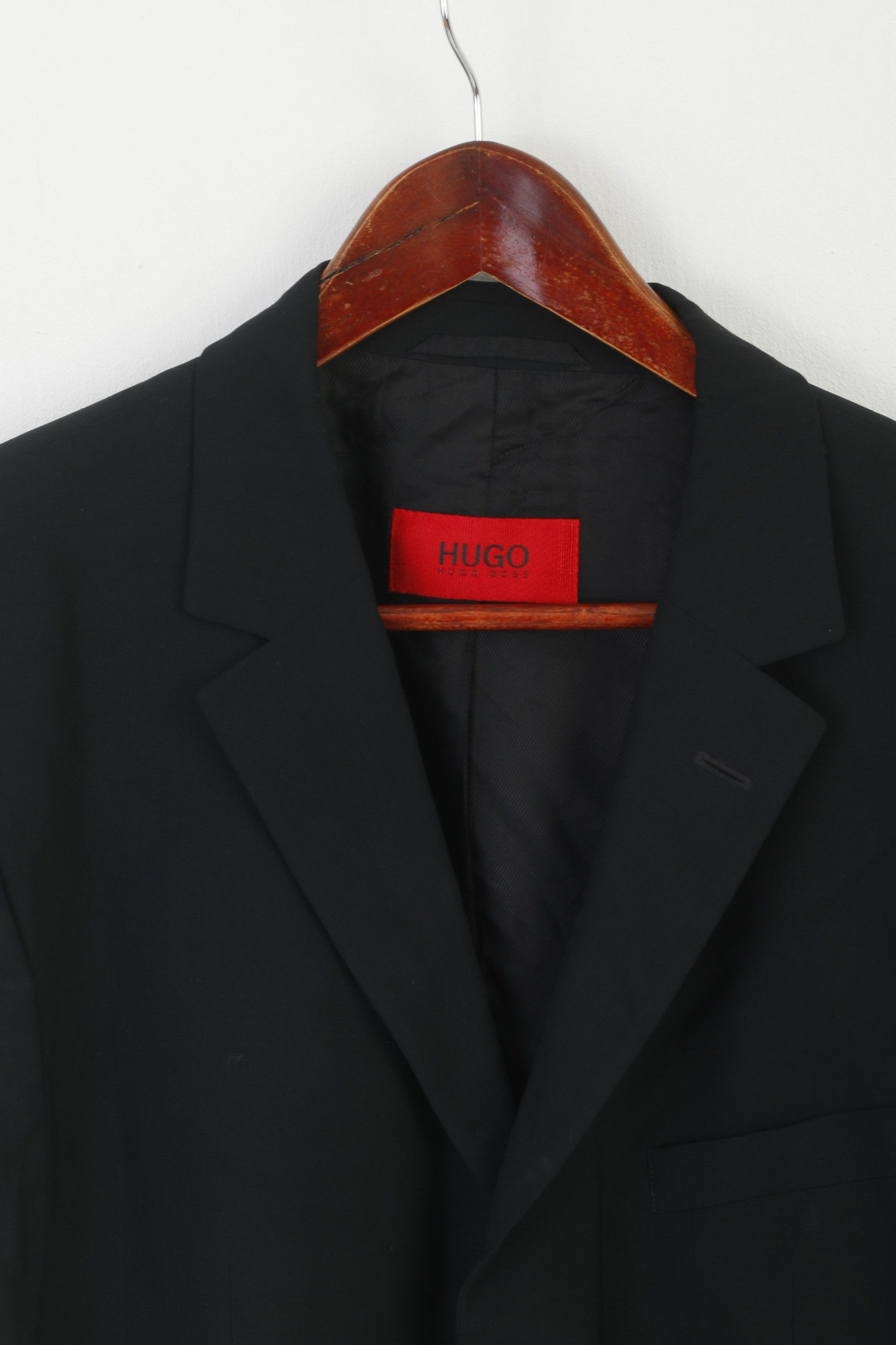 Hugo Boss Hugo Boss Men 52 42 Blazer Black Wool Albo Hago 7589 Size 42R - 2 Thumbnail