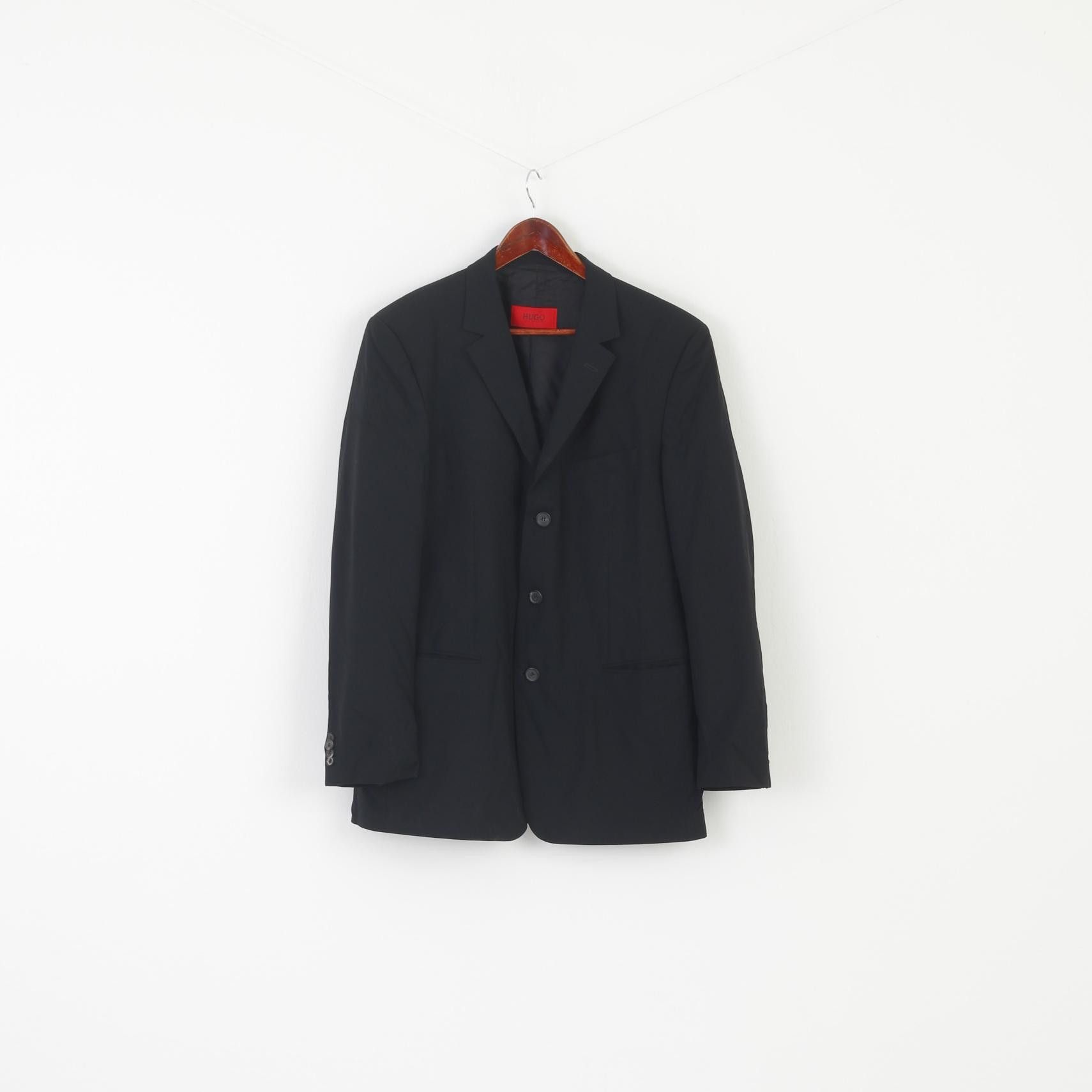 Hugo Boss Hugo Boss Men 52 42 Blazer Black Wool Albo Hago 7589 Size 42R - 1 Thumbnail