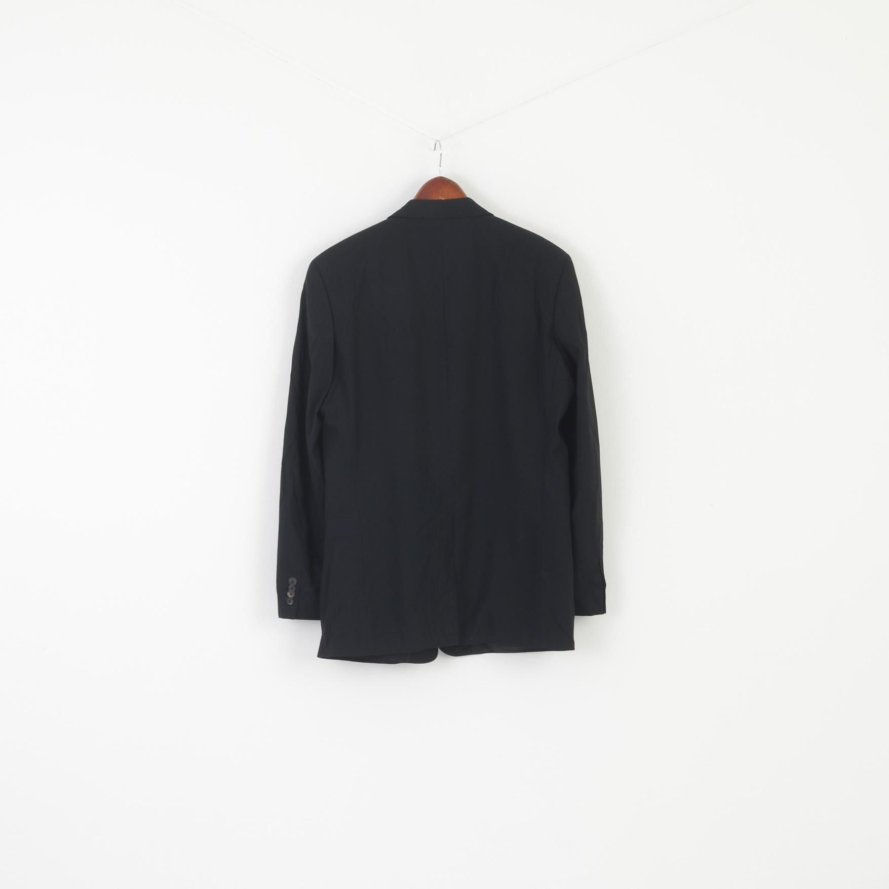 Hugo Boss Hugo Boss Men 52 42 Blazer Black Wool Albo Hago 7589 Size 42R - 6 Thumbnail