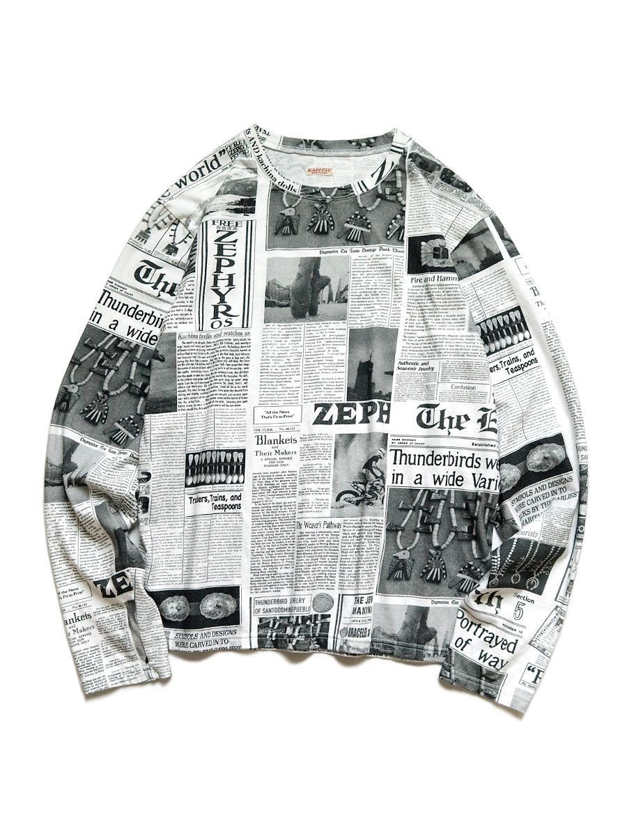 Kapital Gypsy News Newspaper crew long sleeve t-shirt