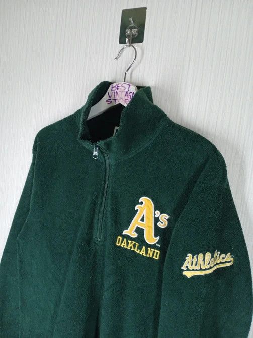 image of Mlb Oakland Athletics Half Zipper Fleece Sweatshirt in Green, Men's (Size Medium)