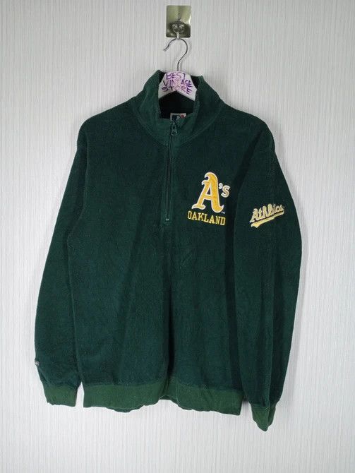 Japanese Brand × MLB × Vintage Rare MLB Oakland Athletics Half Zipper Fleece Sweatshirt Size US M / EU 48-50 / 2 - 2 Thumbnail