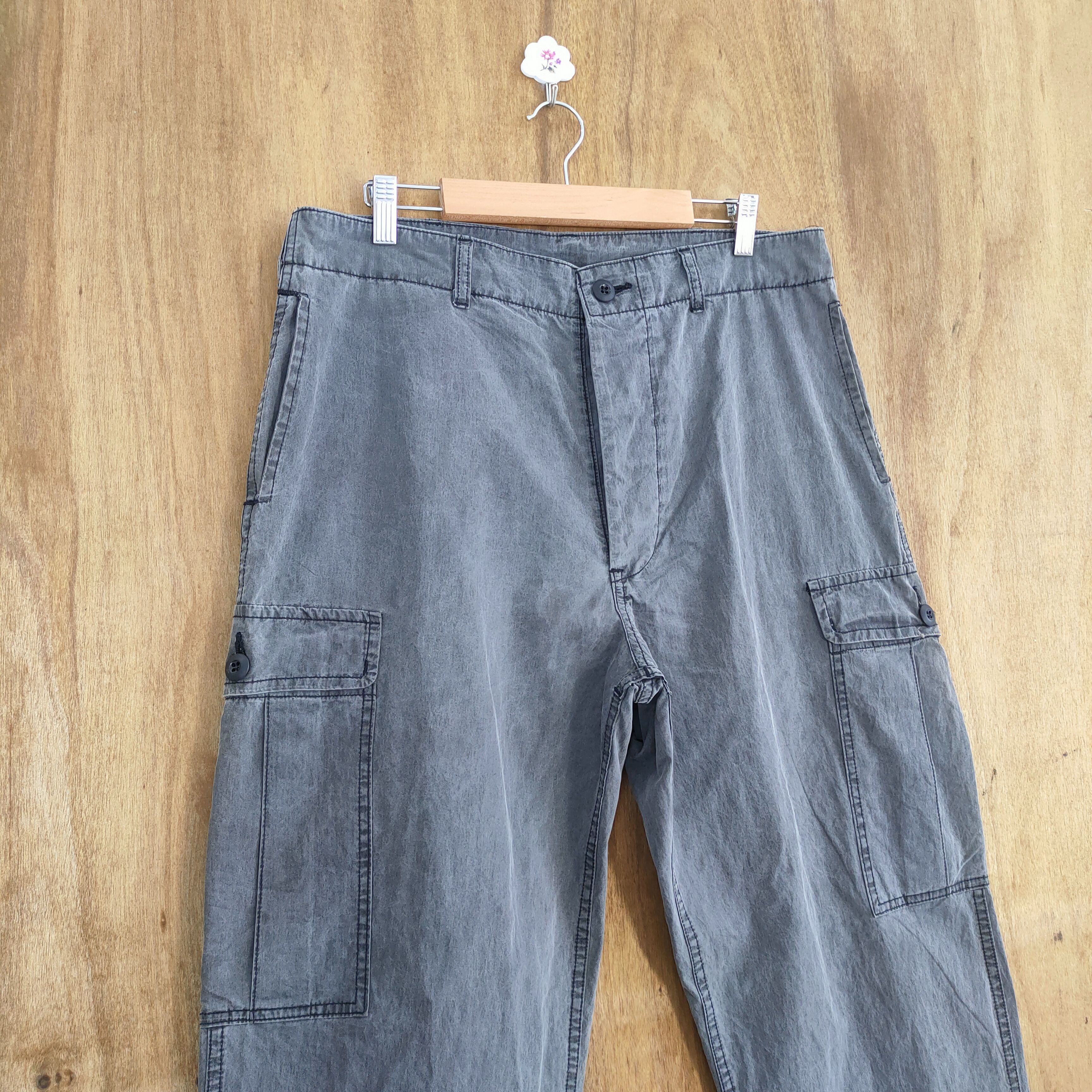 Post Overalls VINTAGE POST OVERALLS FADED BLACK CARGO PANTS Size US 34 / EU 50 - 9 Thumbnail