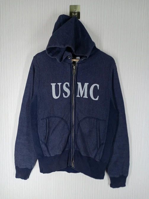 RARE VINTAGE 90'S SCHOTT NYC USMC HOODIE SWEATSHIRT