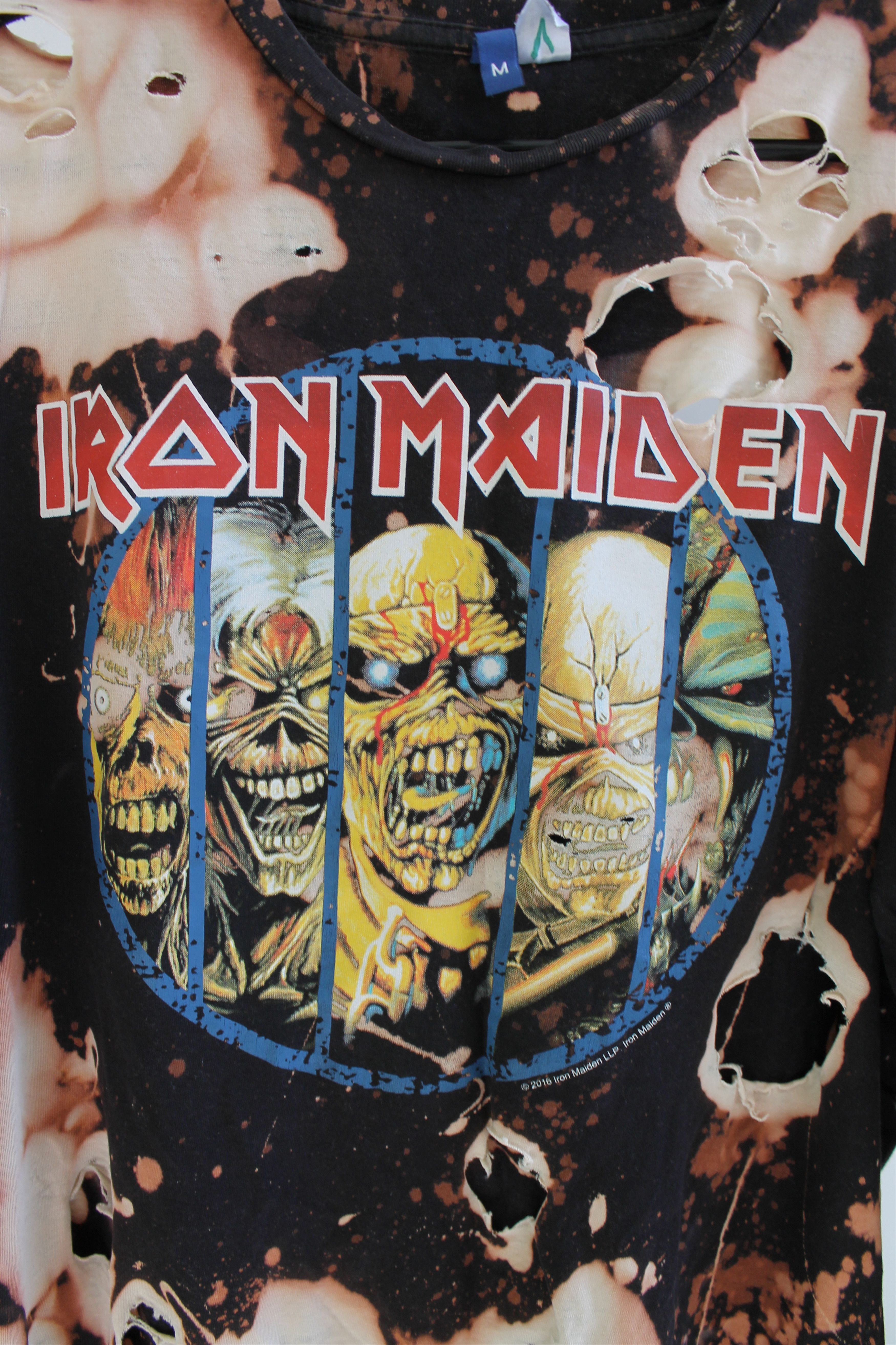 Iron Maiden Iron Maiden rock band tie dye trashed Medium Size US M / EU 48-50 / 2 - 4 Thumbnail
