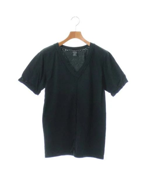 Short Sleeve T-Shirts Black V neck Knitted Design Cotton