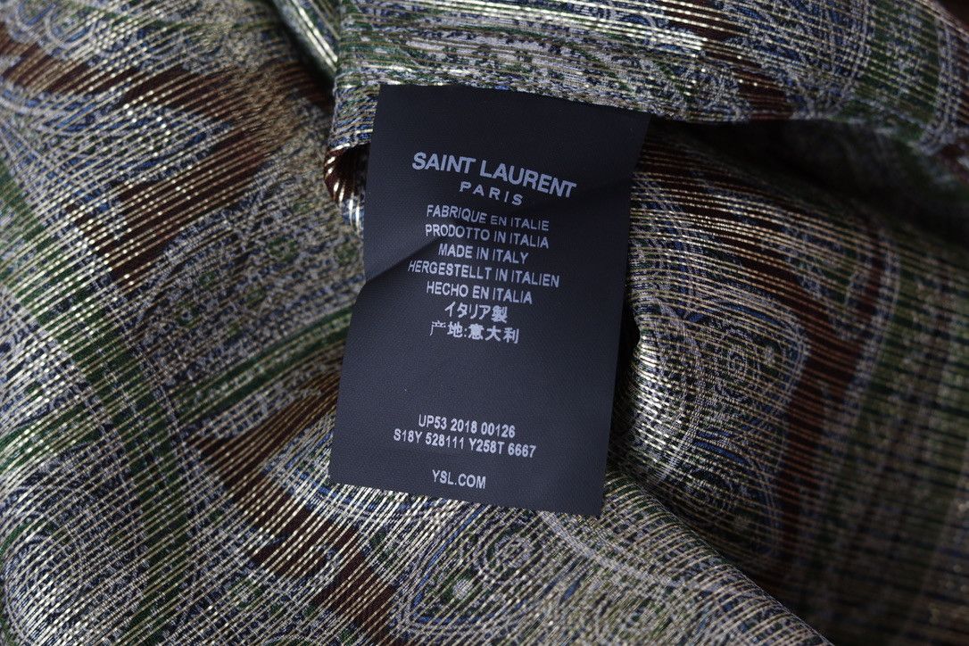 Saint Laurent Paris Saint Laurent Silk Gold Thread Nehru Collar Shirt Gold Size US M / EU 48-50 / 2 - 12 Thumbnail