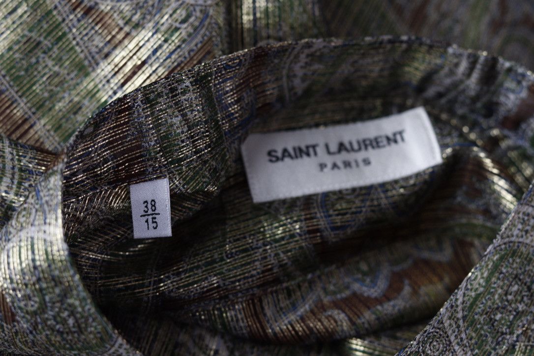 Saint Laurent Paris Saint Laurent Silk Gold Thread Nehru Collar Shirt Gold Size US M / EU 48-50 / 2 - 10 Thumbnail