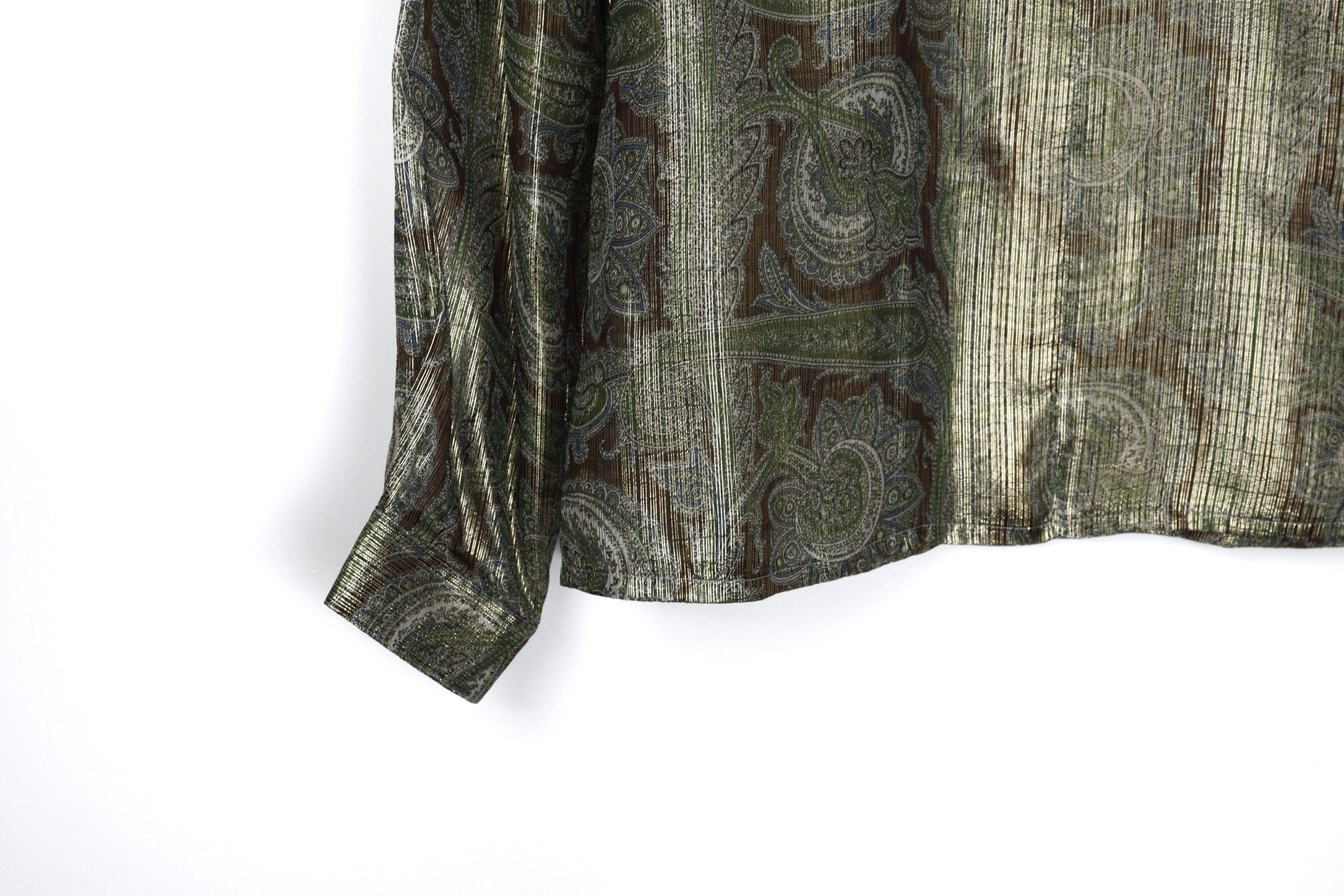 Saint Laurent Paris Saint Laurent Silk Gold Thread Nehru Collar Shirt Gold Size US M / EU 48-50 / 2 - 3 Thumbnail