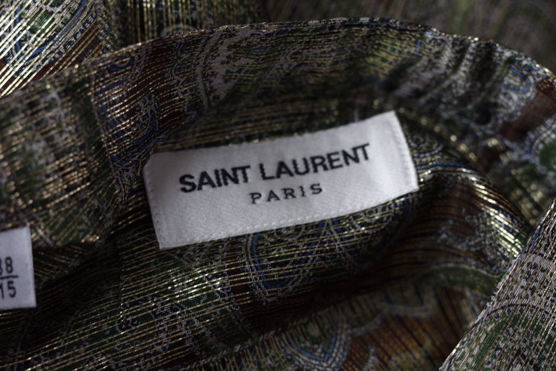 Saint Laurent Paris Saint Laurent Silk Gold Thread Nehru Collar Shirt Gold Size US M / EU 48-50 / 2 - 11 Thumbnail