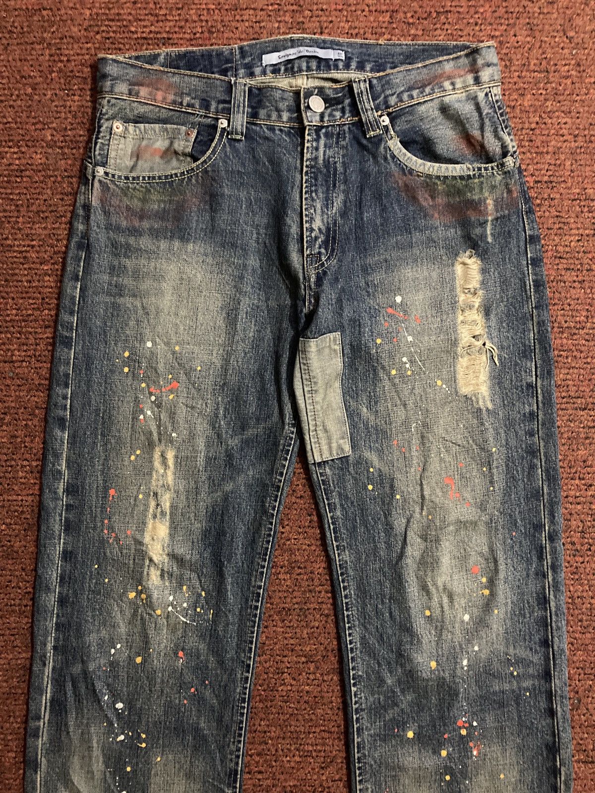 Japanese Brand Savignac de Denim Paint Splatter Patchwork Denim Size US 34 / EU 50 - 3 Thumbnail