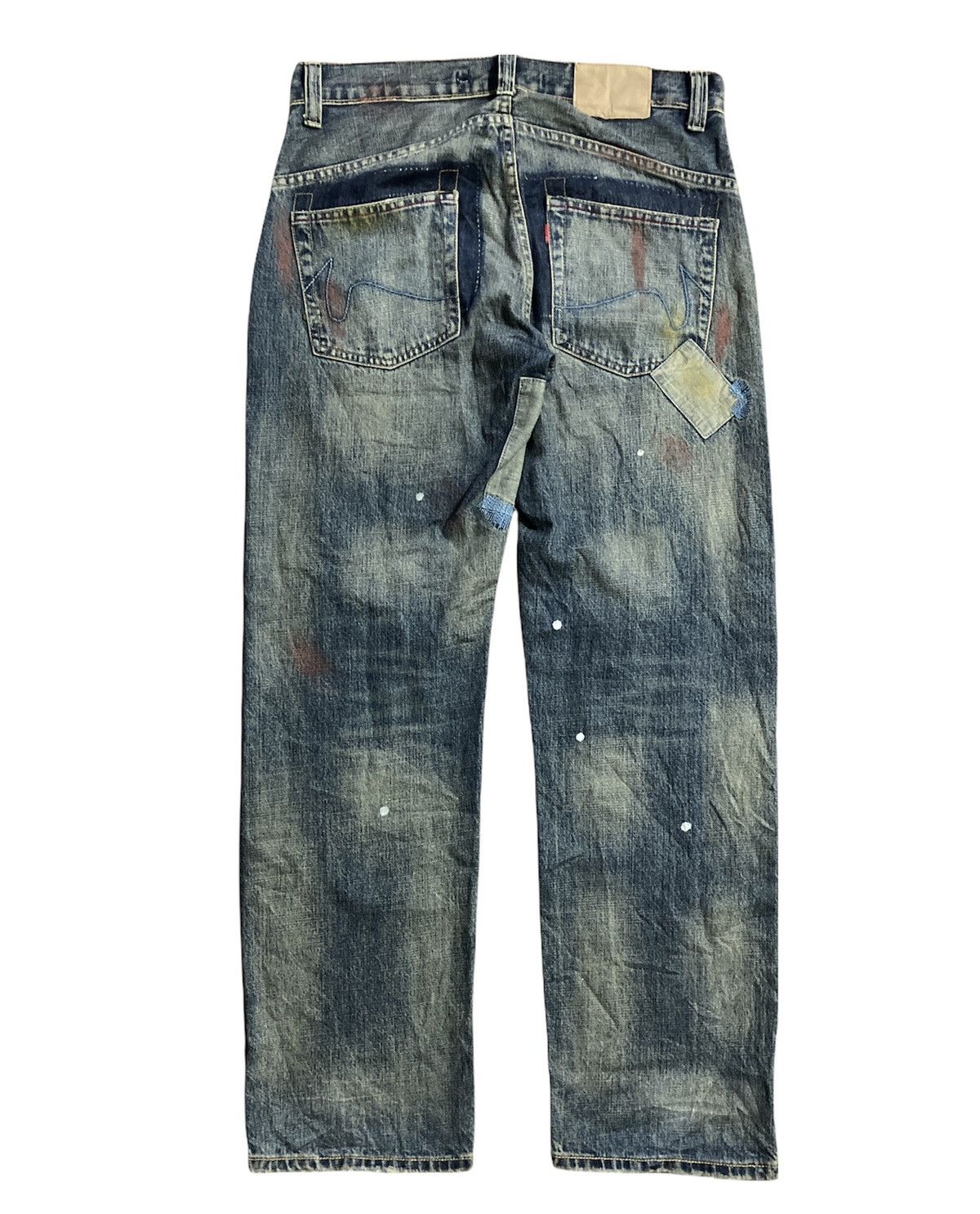Japanese Brand Savignac de Denim Paint Splatter Patchwork Denim Size US 34 / EU 50 - 2 Thumbnail