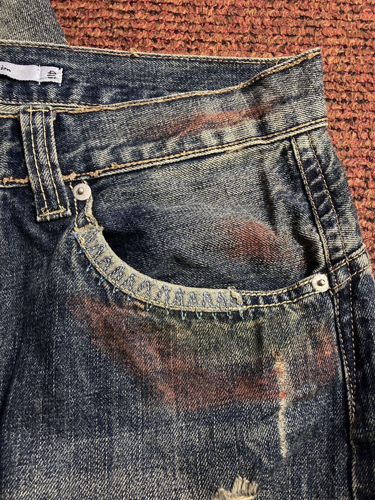 Japanese Brand Savignac de Denim Paint Splatter Patchwork Denim Size US 34 / EU 50 - 11 Thumbnail