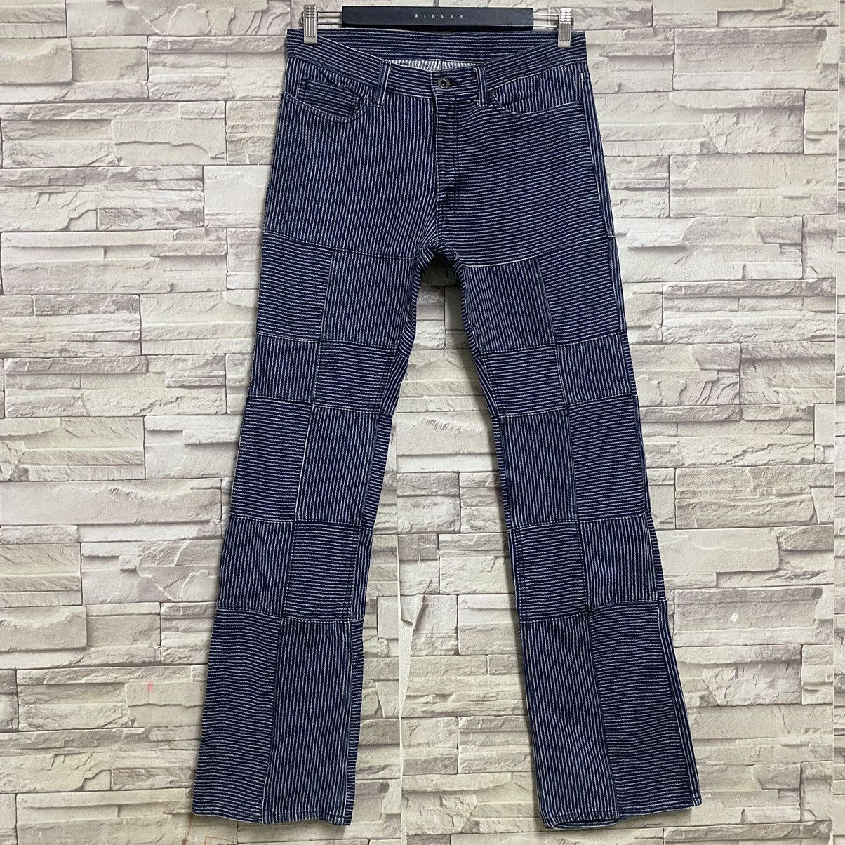 Japanese Brand DIFFERENCE RUPERT Flare Hickory Patchwork Pants Size US 30 / EU 46 - 3 Thumbnail