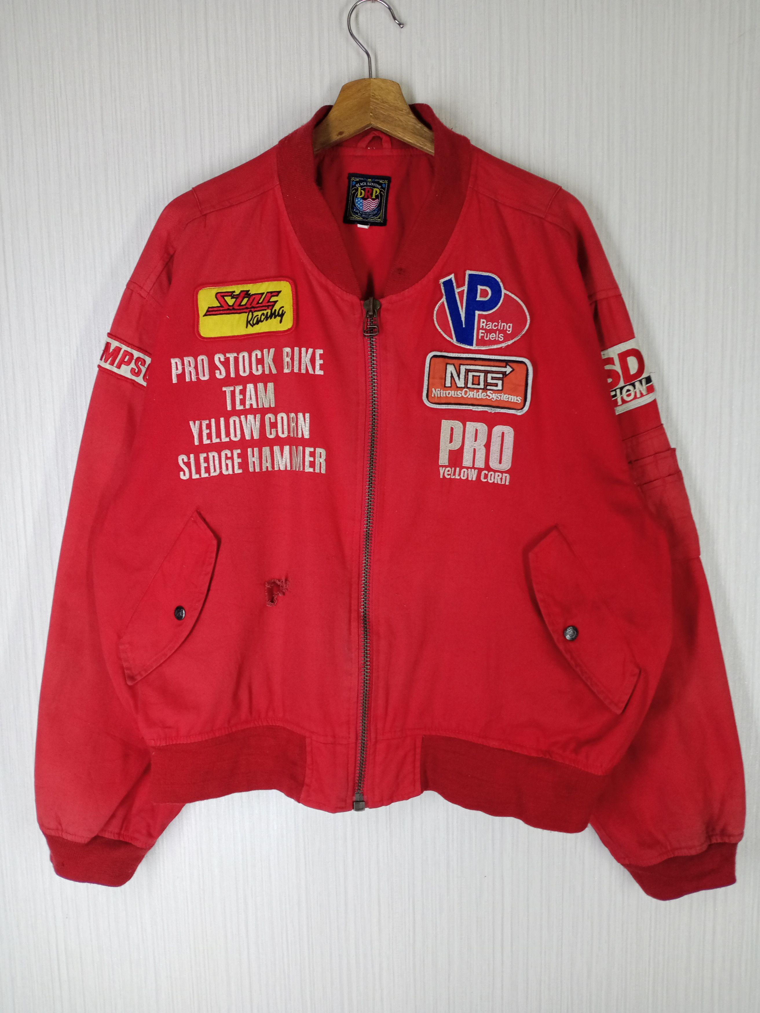 Vintage 90s Yellow Corn Sledge Hammer Bomber Jacket