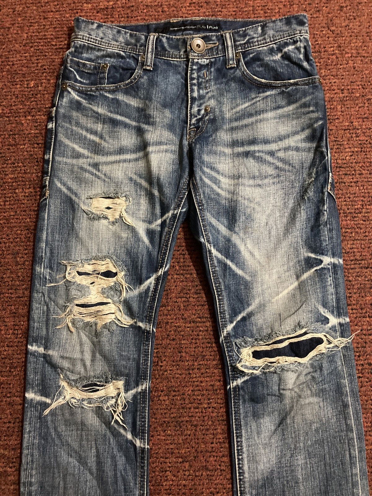 Tete Homme Plag by Tete Homme Distressed Thrashed Denim Size US 31 - 4 Thumbnail