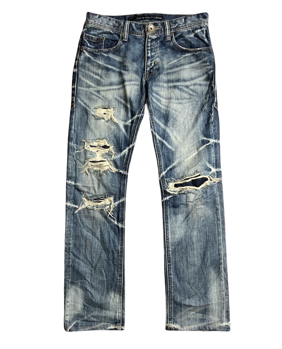 Tete Homme Plag by Tete Homme Distressed Thrashed Denim Size US 31 - 1 Thumbnail