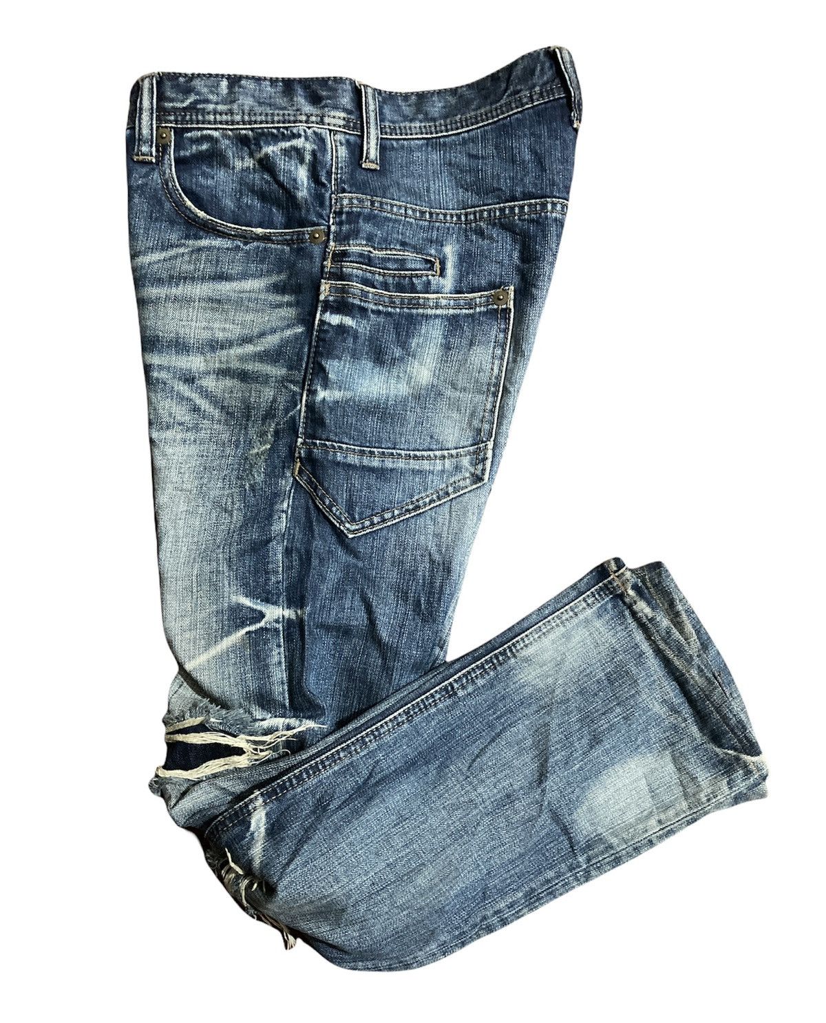 Tete Homme Plag by Tete Homme Distressed Thrashed Denim Size US 31 - 3 Thumbnail