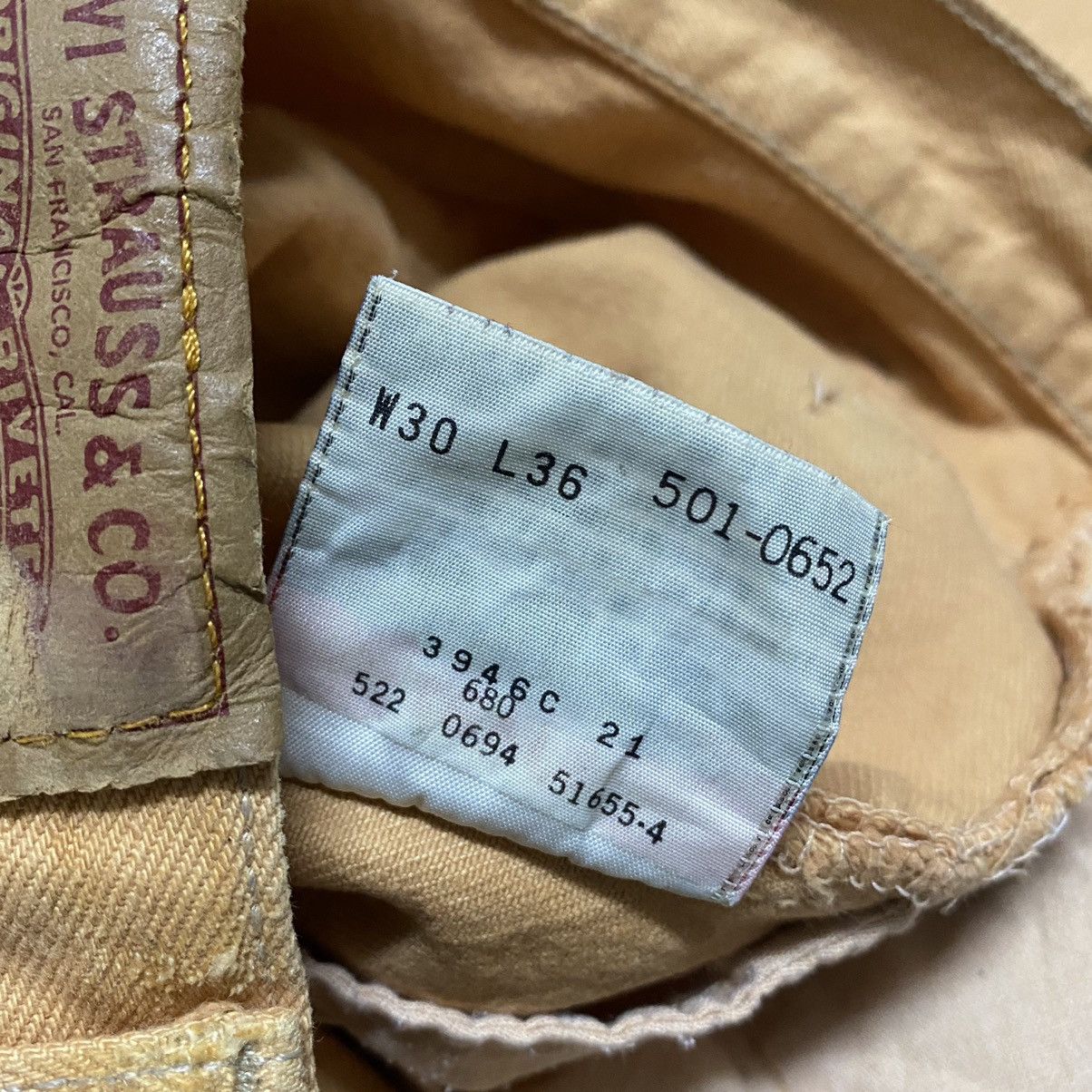 Levi's Vintage 90s Levis 501 Mustard Jeans 29x30 Made in USA Size US 29 - 17 Thumbnail