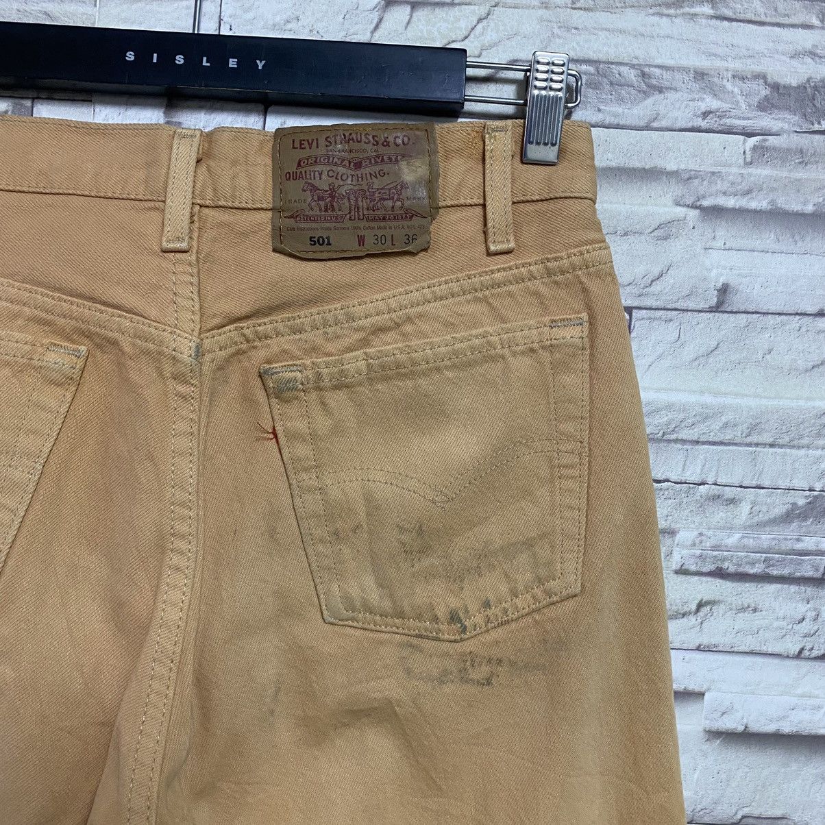 Levi's Vintage 90s Levis 501 Mustard Jeans 29x30 Made in USA Size US 29 - 12 Thumbnail
