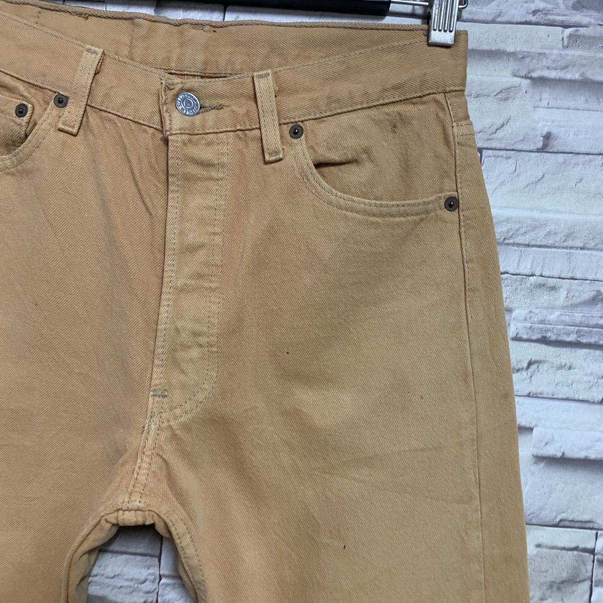 Levi's Vintage 90s Levis 501 Mustard Jeans 29x30 Made in USA Size US 29 - 6 Thumbnail