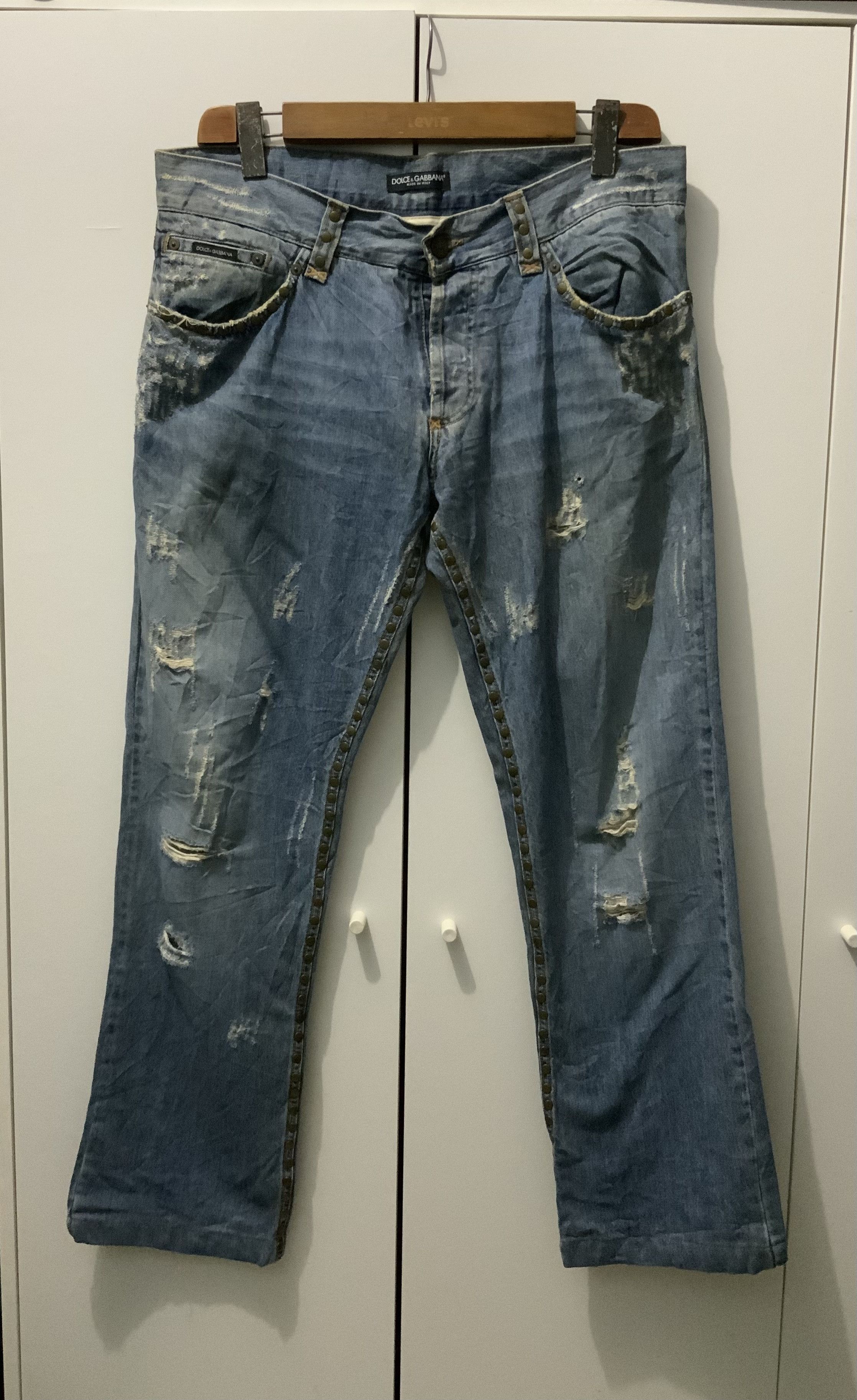 Dragon Embroidery Dolce & Gabbana Distressed Pant