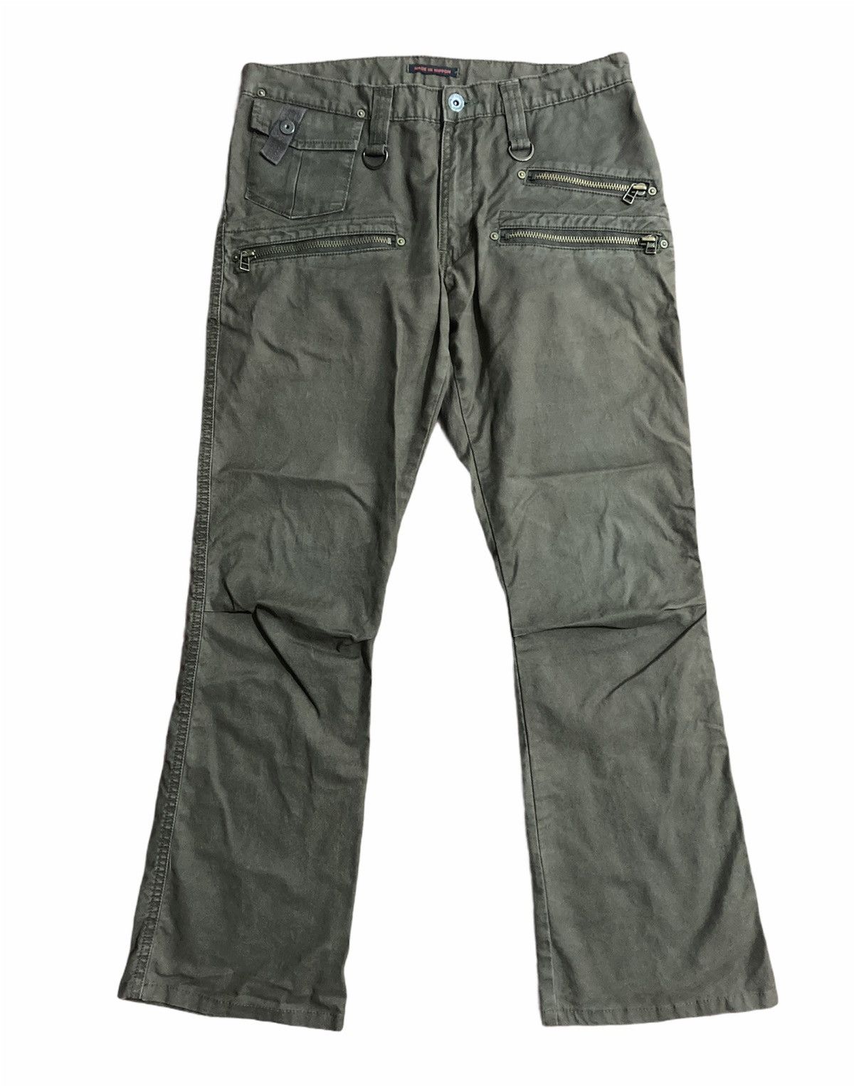 Blue Way Multi Zipper Military Flare Pants