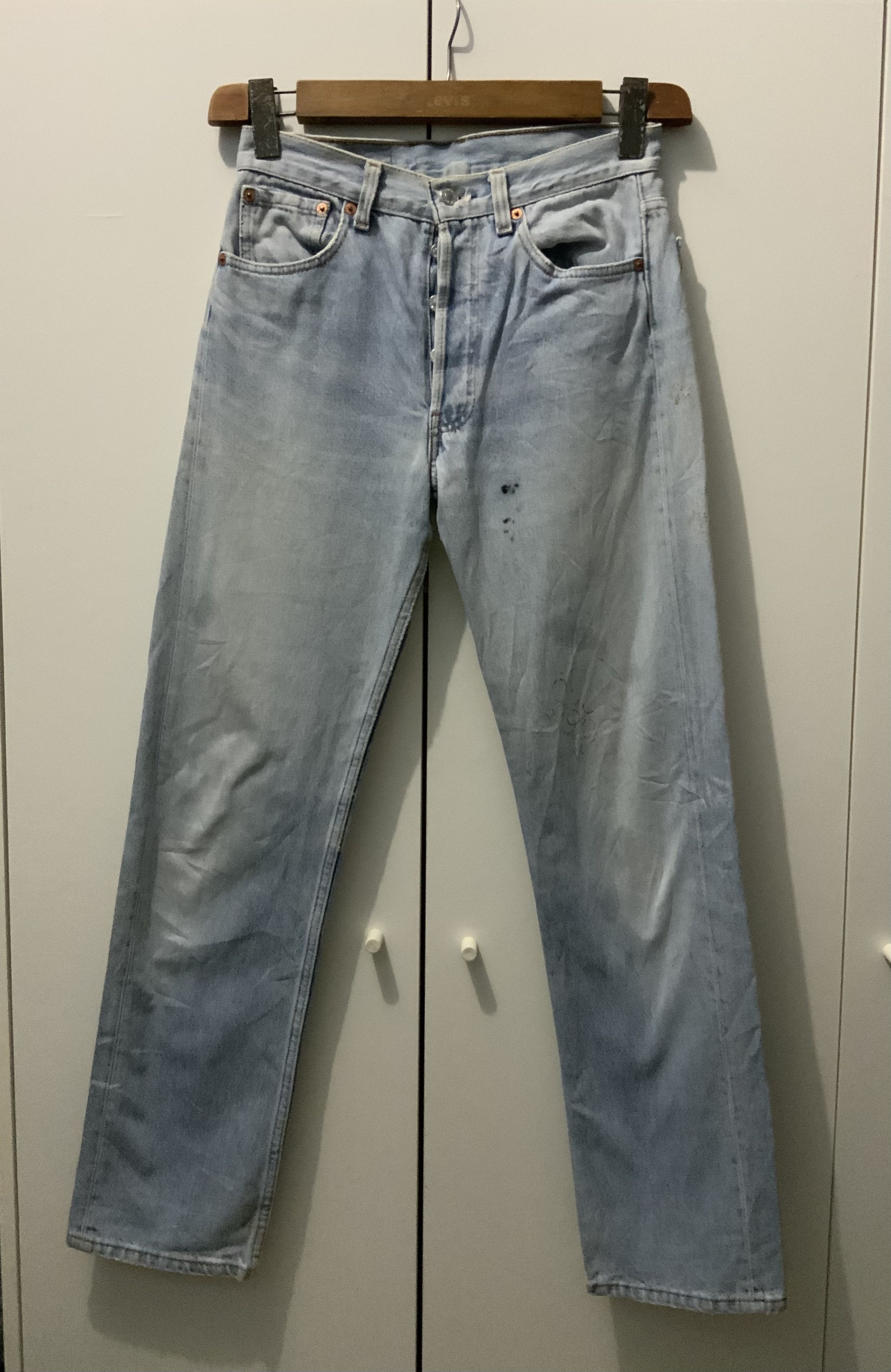 Levi's Vintage Clothing Thrashed Levi’s 552 Made in USA Denim Light Wash Jeans Size US 31 - 1 Thumbnail