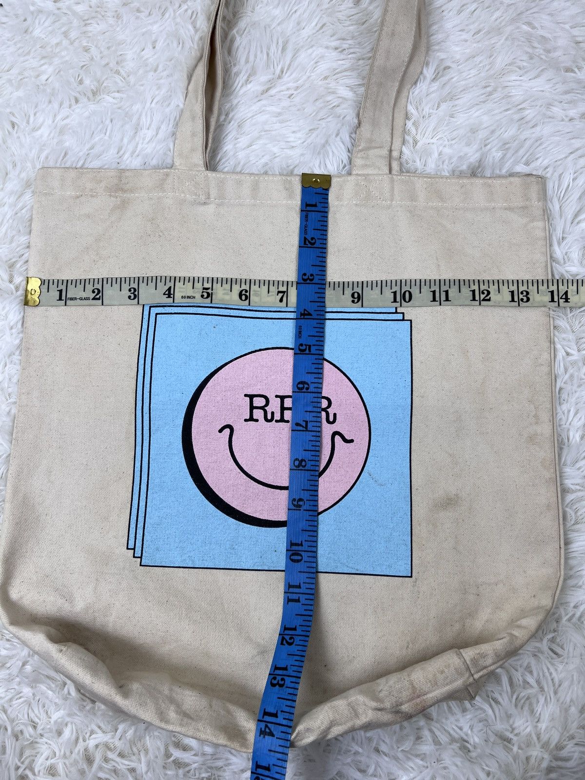 Vintage Vintage Smiley Canvas Tote Bag Size ONE SIZE - 6 Thumbnail