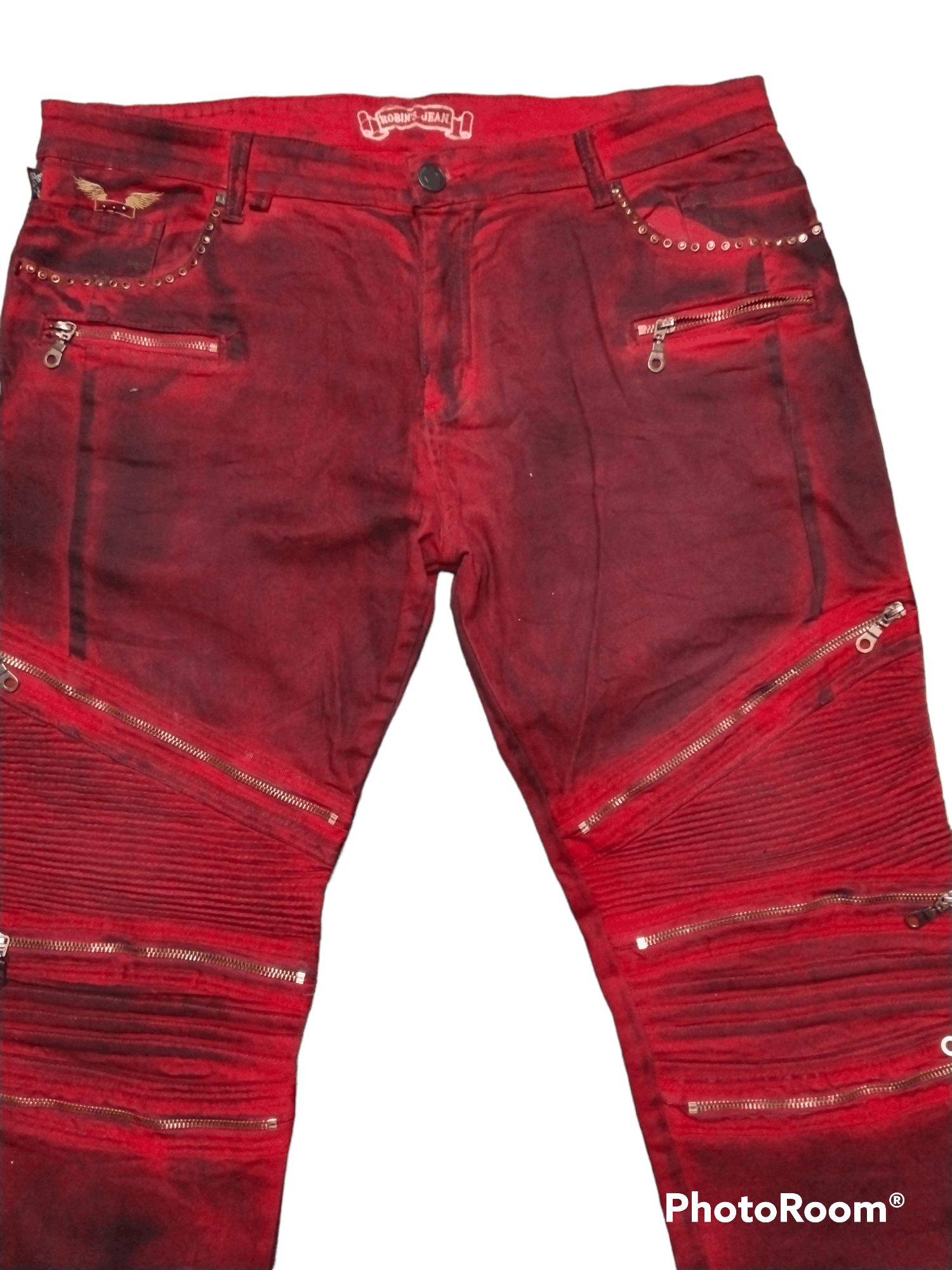 Japanese Brand ROBINS JEANS DISTRESSED ZIPPER BIKERS PANTS Size US 38 / EU 54 - 3 Thumbnail