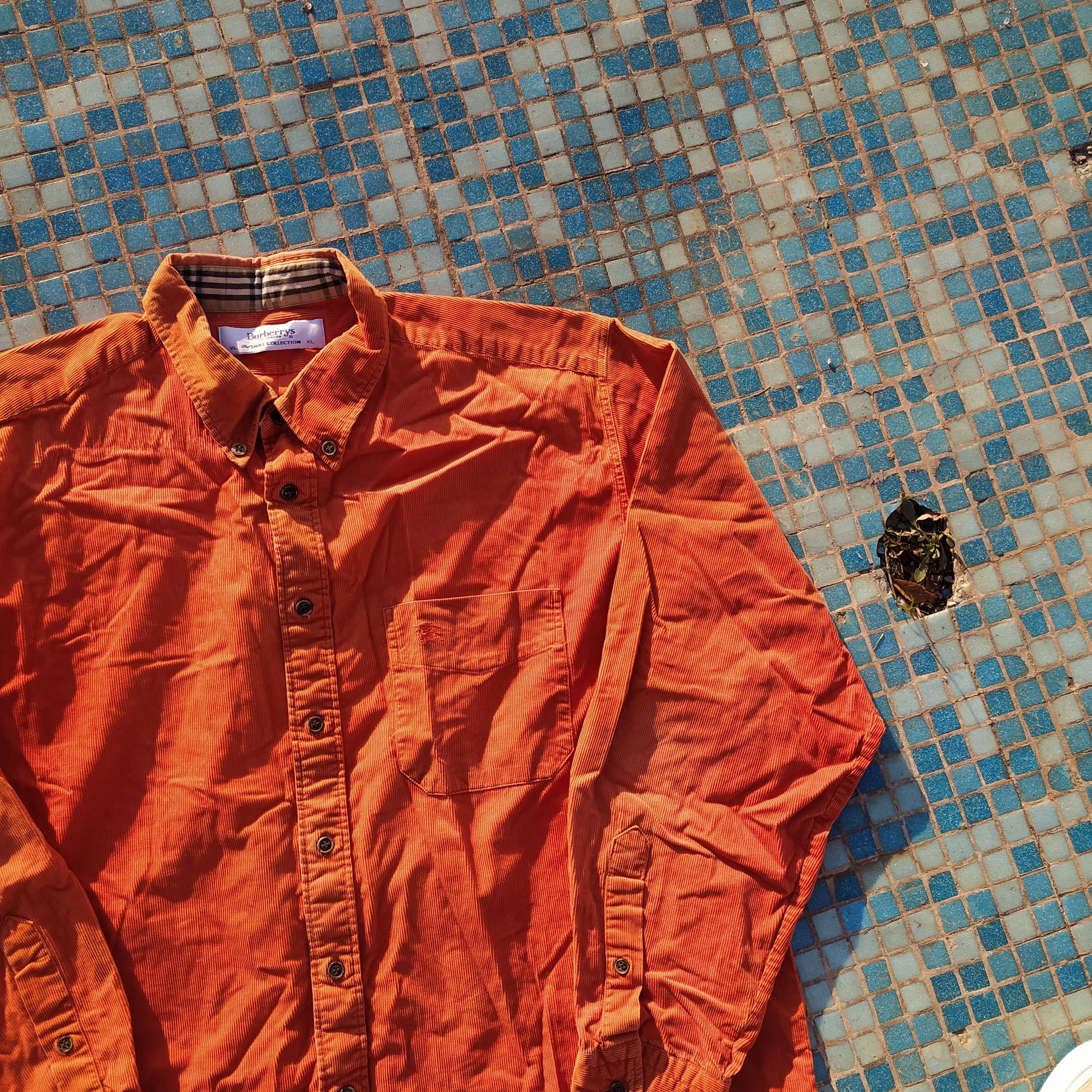Burberry × Vintage Vintage Y2K Luxury Corduroy Burberry Nova check plated Shirt Size US XL / EU 56 / 4 - 3 Thumbnail