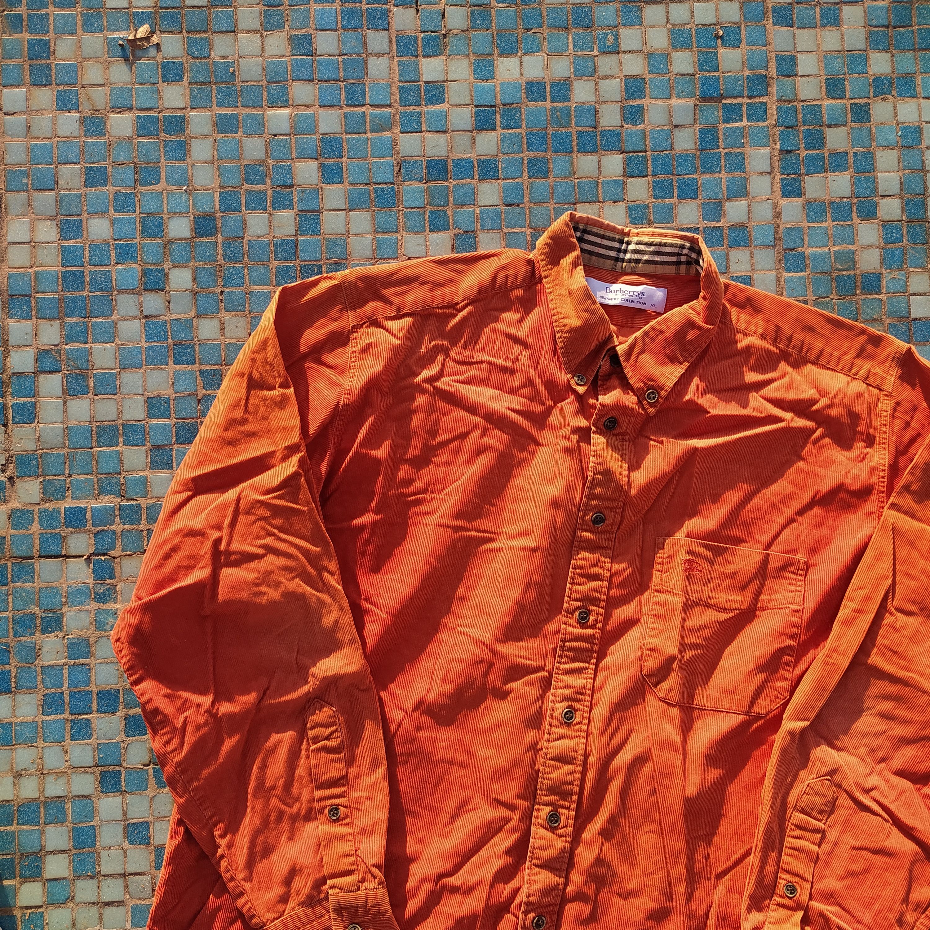 Burberry × Vintage Vintage Y2K Luxury Corduroy Burberry Nova check plated Shirt Size US XL / EU 56 / 4 - 2 Thumbnail