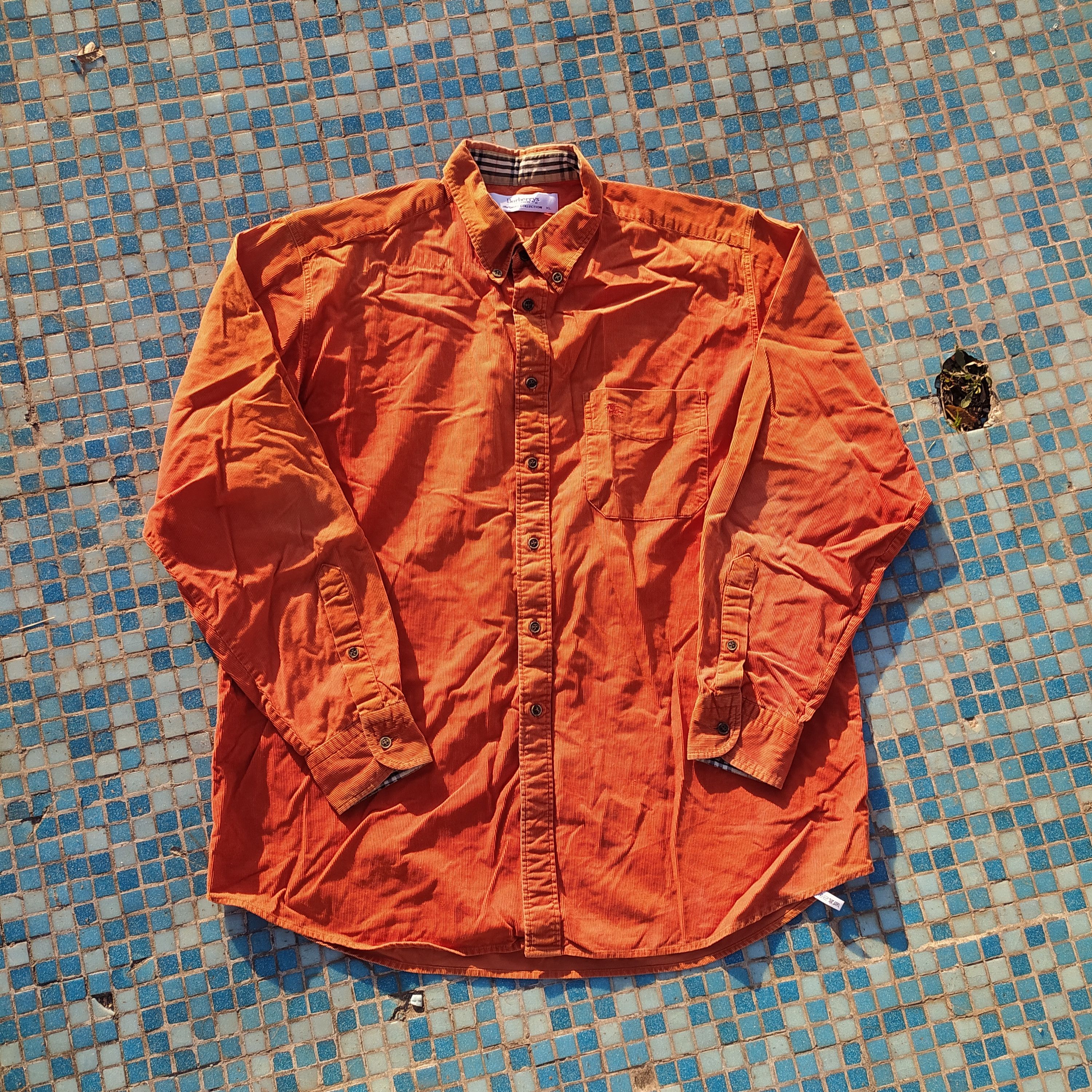 Burberry × Vintage Vintage Y2K Luxury Corduroy Burberry Nova check plated Shirt Size US XL / EU 56 / 4 - 1 Thumbnail
