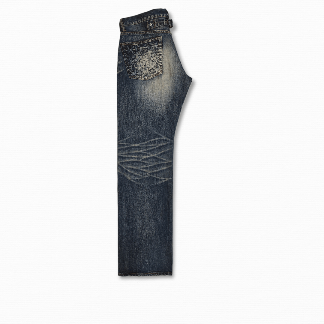 Hiroshi Fujiwara Archive FW 2007 SWAGGER LV Motive vintage buckle back jeans Size US 34 / EU 50 - 12 Thumbnail