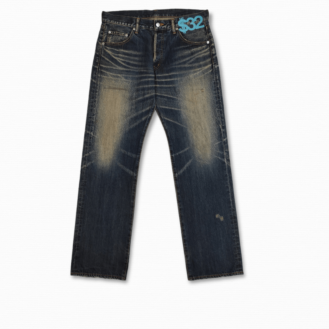Hiroshi Fujiwara Archive FW 2007 SWAGGER LV Motive vintage buckle back jeans Size US 34 / EU 50 - 1 Thumbnail