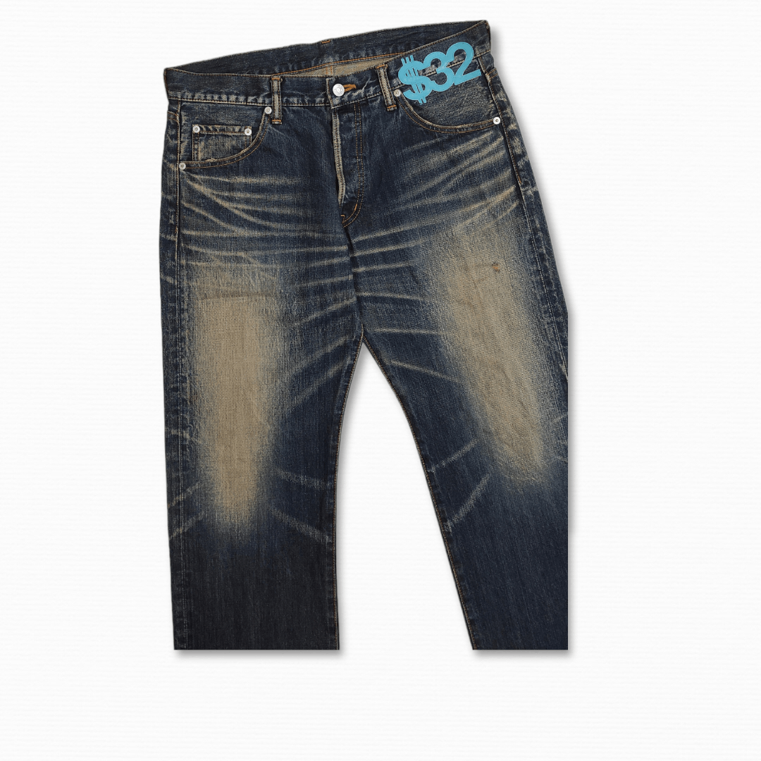 Hiroshi Fujiwara Archive FW 2007 SWAGGER LV Motive vintage buckle back jeans Size US 34 / EU 50 - 6 Thumbnail