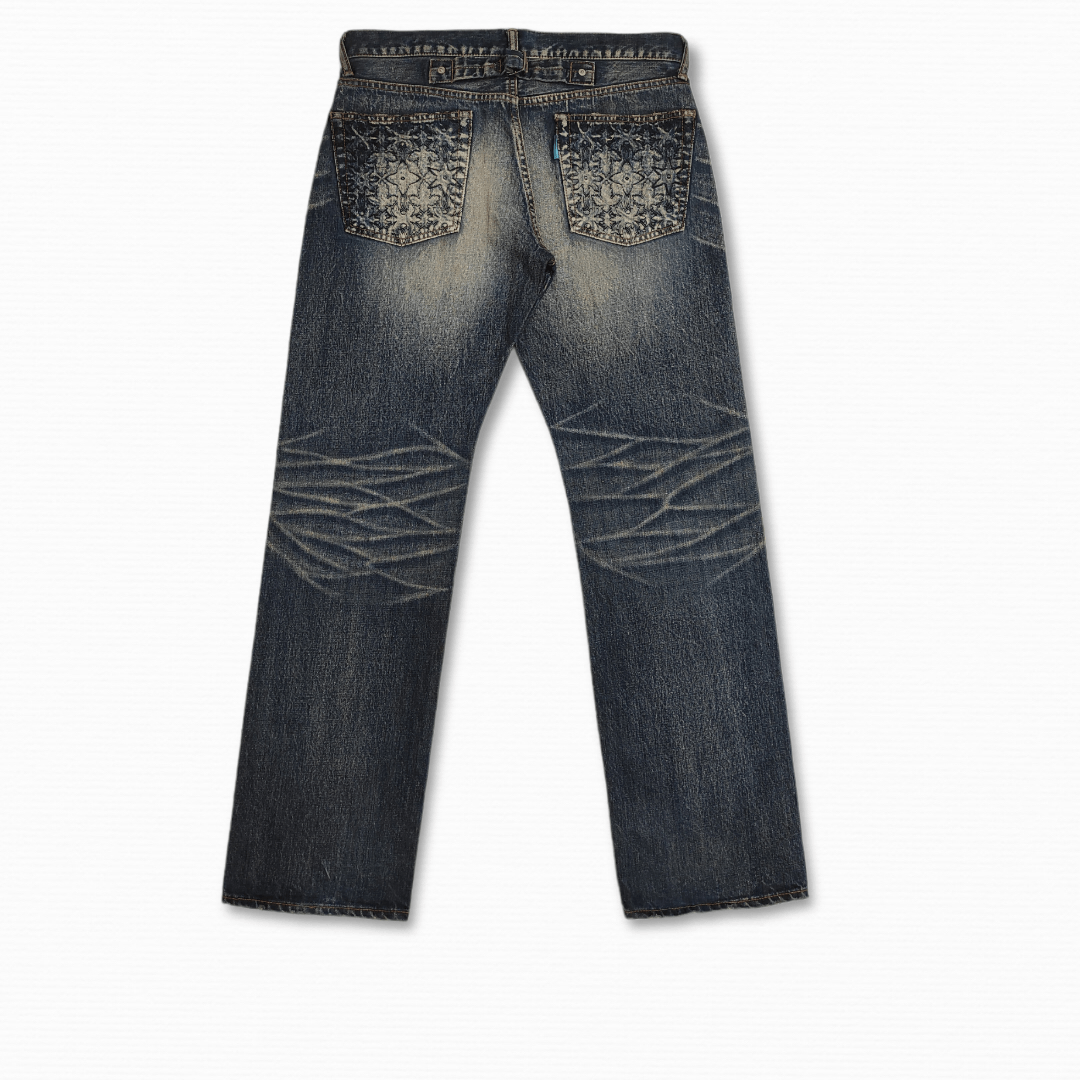 Hiroshi Fujiwara Archive FW 2007 SWAGGER LV Motive vintage buckle back jeans Size US 34 / EU 50 - 2 Thumbnail