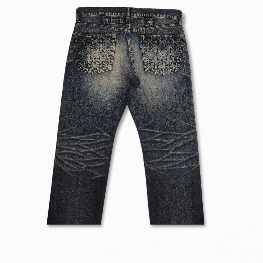Hiroshi Fujiwara Archive FW 2007 SWAGGER LV Motive vintage buckle back jeans Size US 34 / EU 50 - 18 Thumbnail