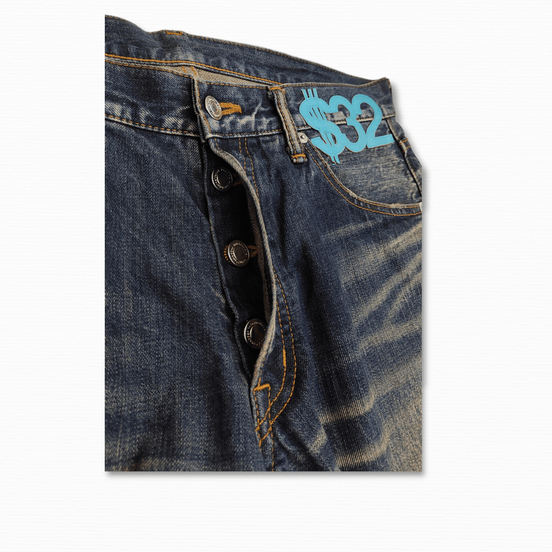 Hiroshi Fujiwara Archive FW 2007 SWAGGER LV Motive vintage buckle back jeans Size US 34 / EU 50 - 7 Thumbnail