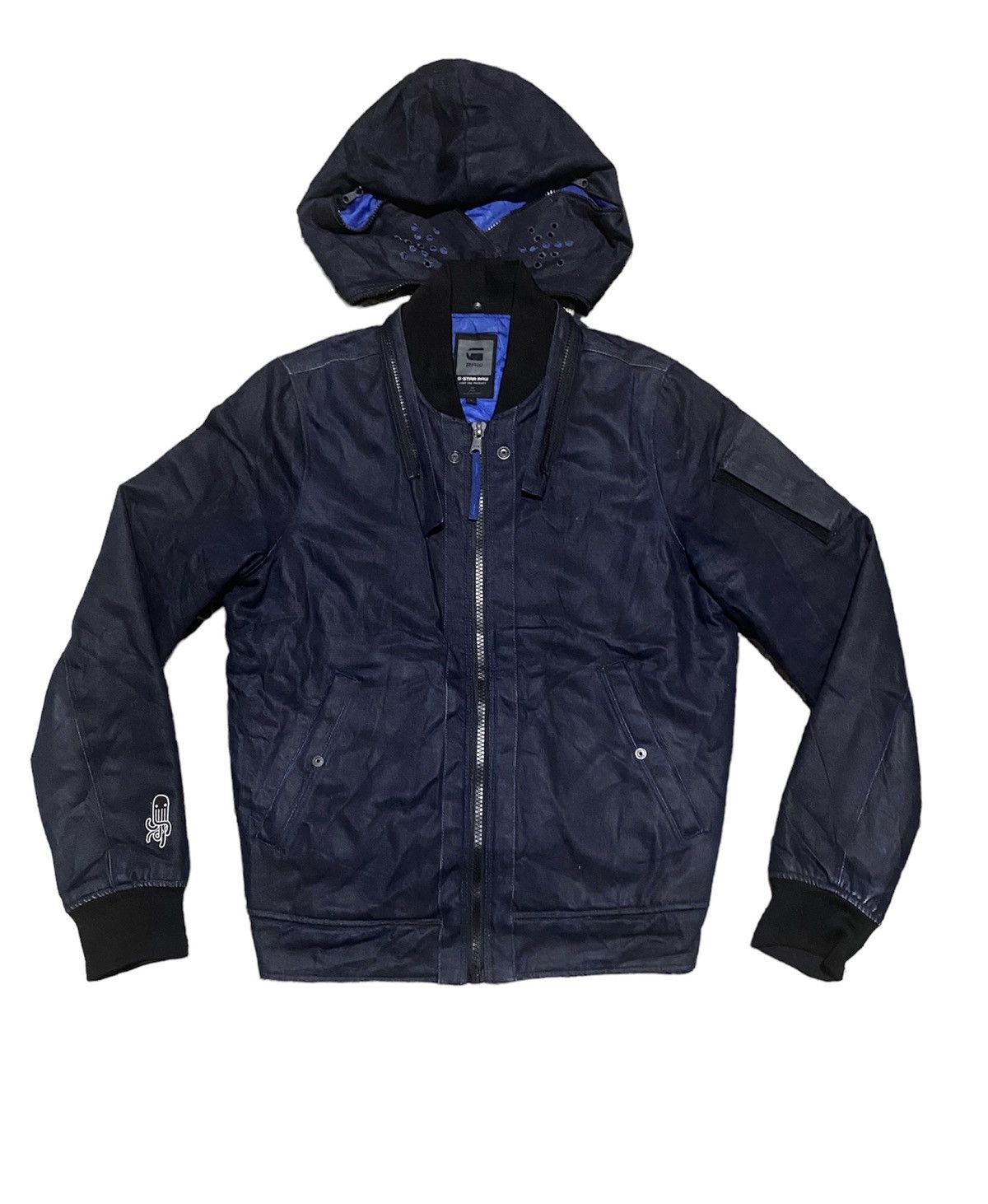 G-Star × Pharrell G ⭐️ Raw x Pharrell Gorpcore Indigo Flight Biker Jacket Size US L / EU 52-54 / 3 - 5 Thumbnail