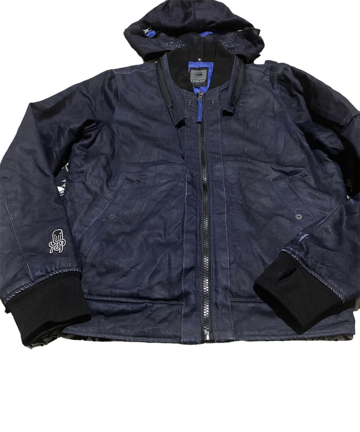 G-Star × Pharrell G ⭐️ Raw x Pharrell Gorpcore Indigo Flight Biker Jacket Size US L / EU 52-54 / 3 - 6 Thumbnail