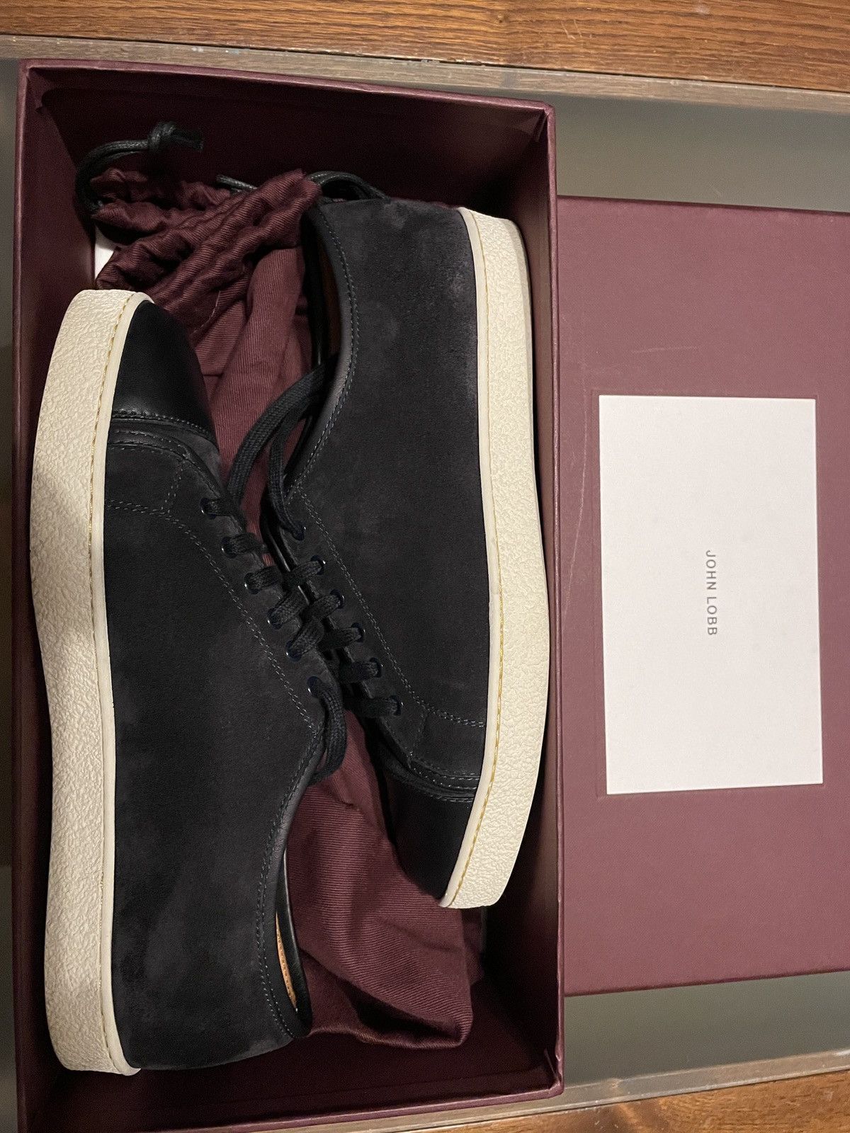 John Lobb Levah Navy Dusk Suede Sneakers
