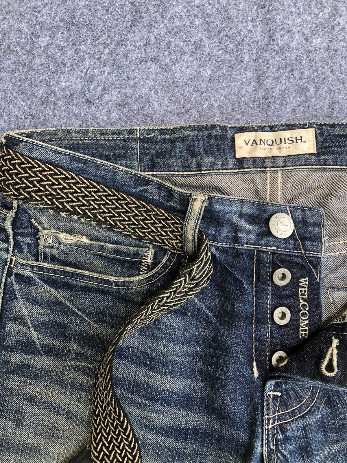 Japanese Brand Rare🔥Combo Set Vanquish Tokyo Japan Jeans & Belt Size US 33 - 11 Thumbnail