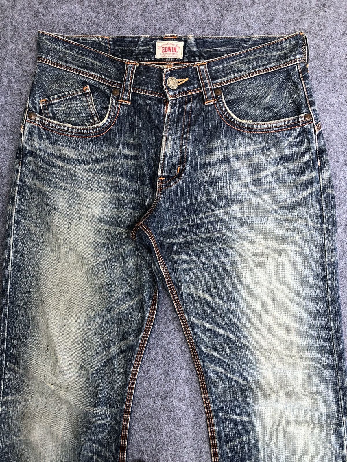 Edwin Last Drop🔥Rare🔥Edwin Distressed Bootcut Exclusive Vtg Jeans Size US 34 / EU 50 - 3 Thumbnail