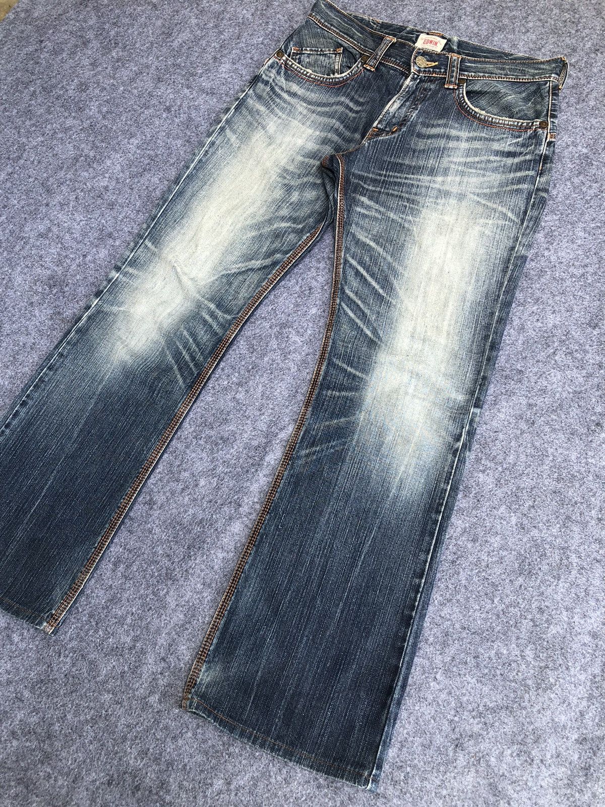 Edwin Last Drop🔥Rare🔥Edwin Distressed Bootcut Exclusive Vtg Jeans Size US 34 / EU 50 - 4 Thumbnail