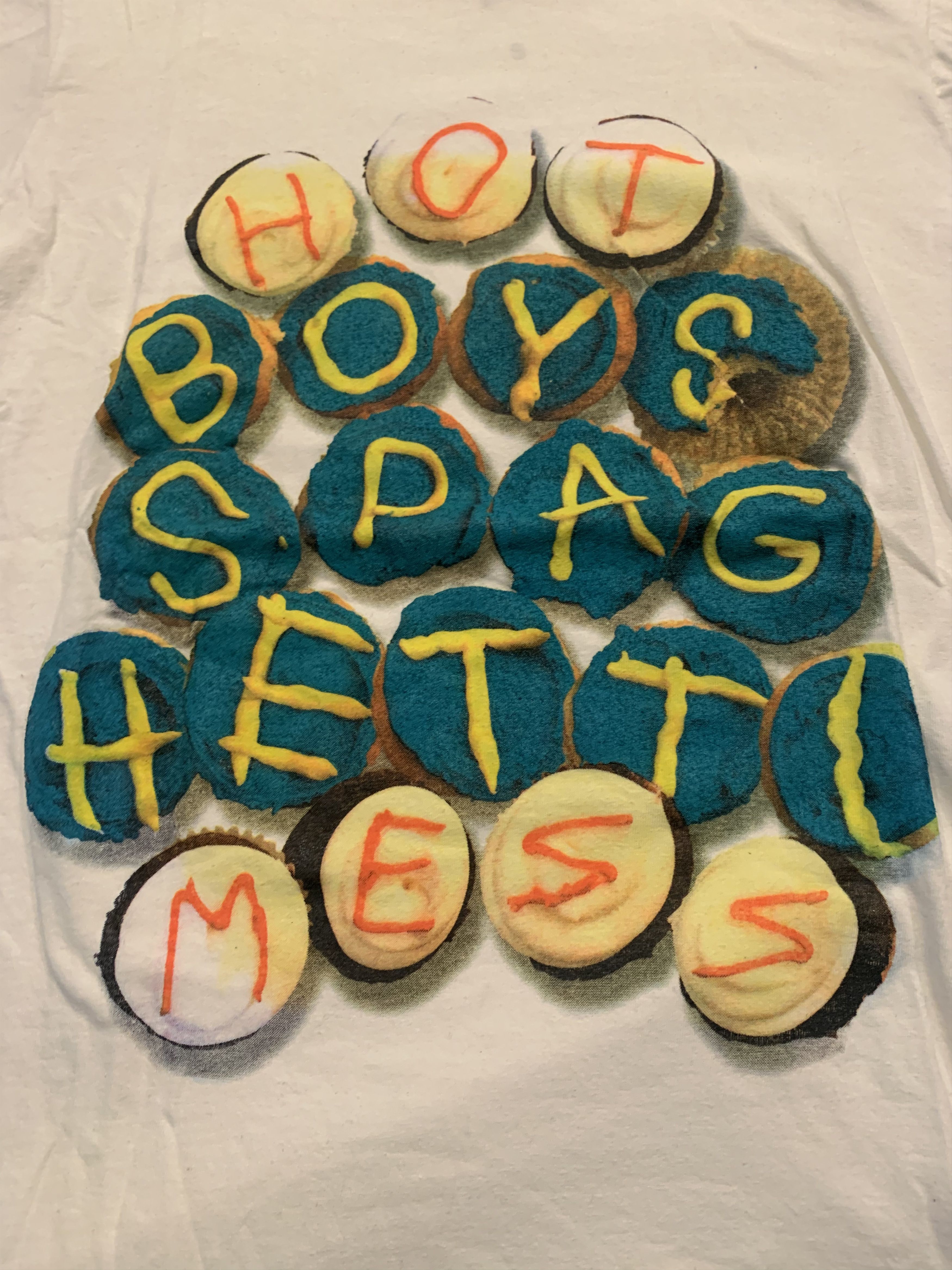 image of Hot Mess x Spaghetti Boys 2017 Spaghetti Boys Cupcake Shirt in Tan, Men's (Size Small)