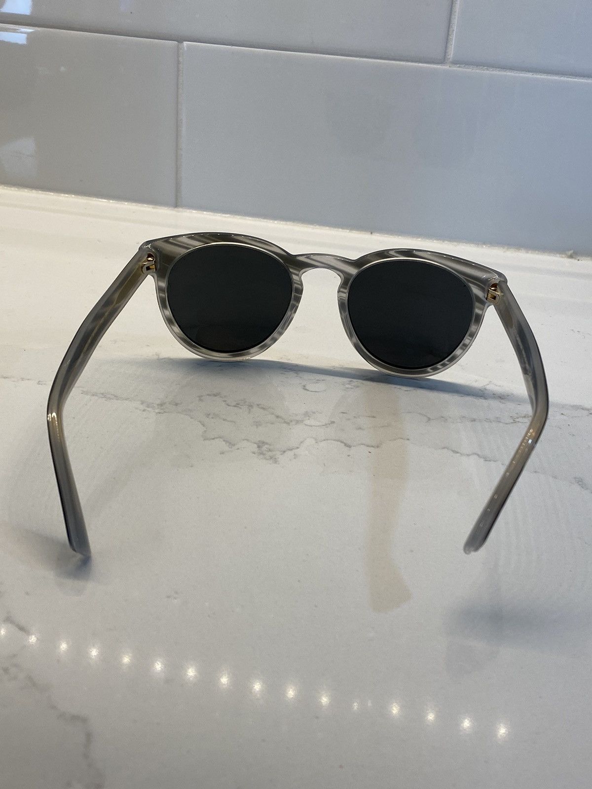Dolce & Gabbana Dolce & Gabana Round Frame Sunglasses in Marble Grey W/Case Size ONE SIZE - 6 Thumbnail