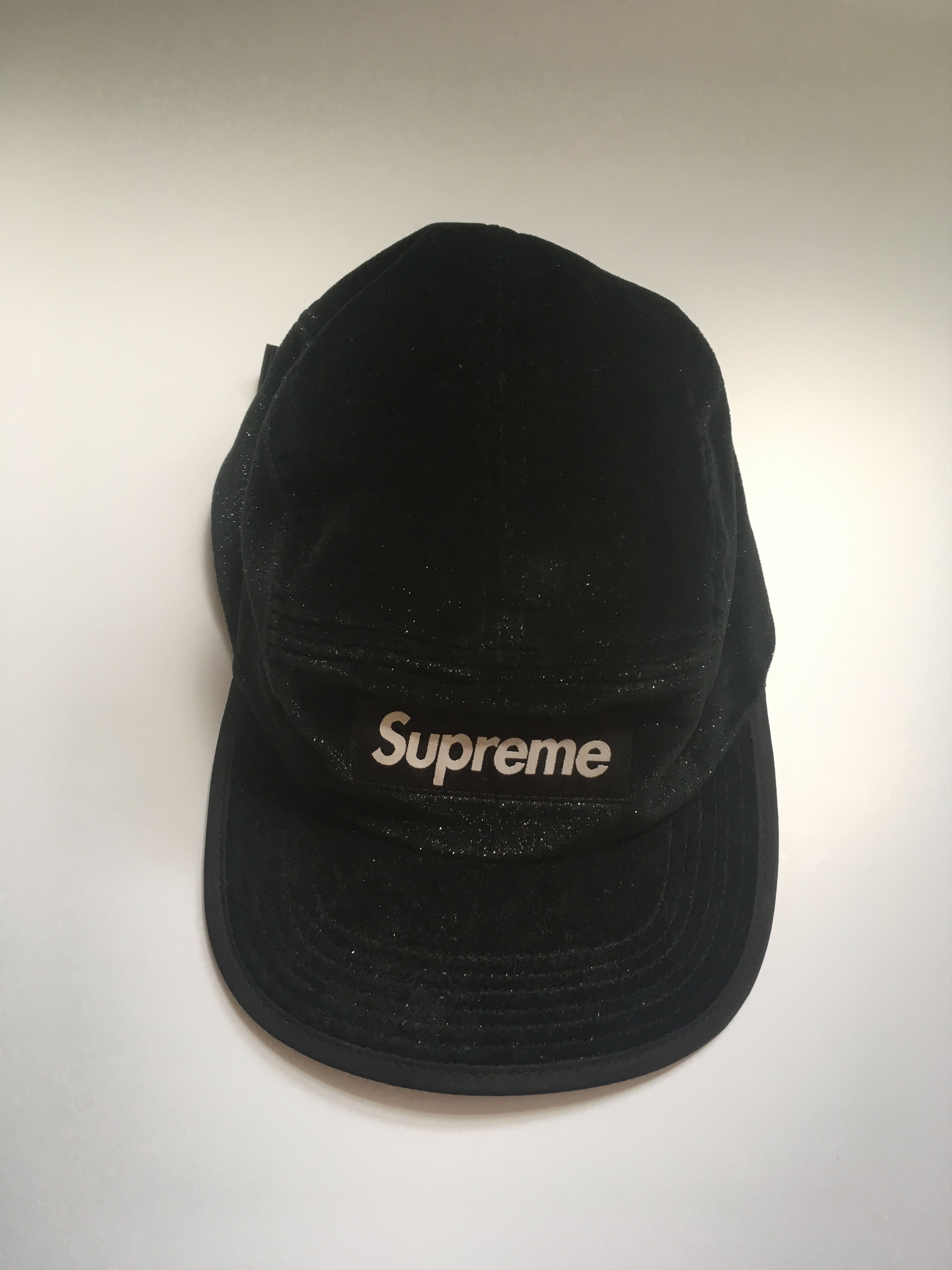 Supreme Supreme Box Logo 5 Panel Velvet Hat, Black | Grailed